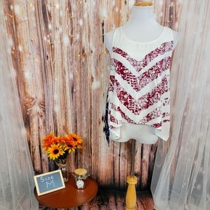 Vintage Havana red white and blue flowy tank